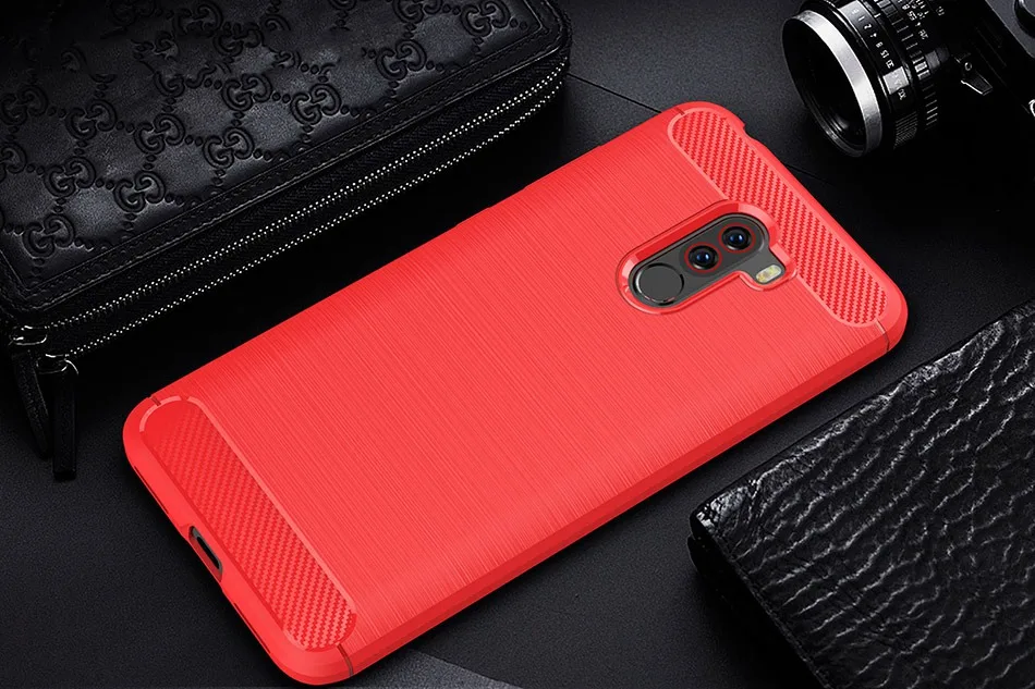 TOMKAS Phone Case Silicon Cover On For Xiaomi Pocophone Poco F1 PocoF1 PocophoneF1 Carbon Fiber Case Soft TPU Global Xiomi Funda (13)