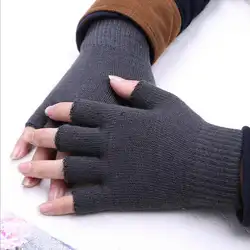 1 пара горячие для женщин зимние однотонные без пальцев Половина Finger теплый вязаный трикотаж Magic Прихватки для мангала митенки перчатки без