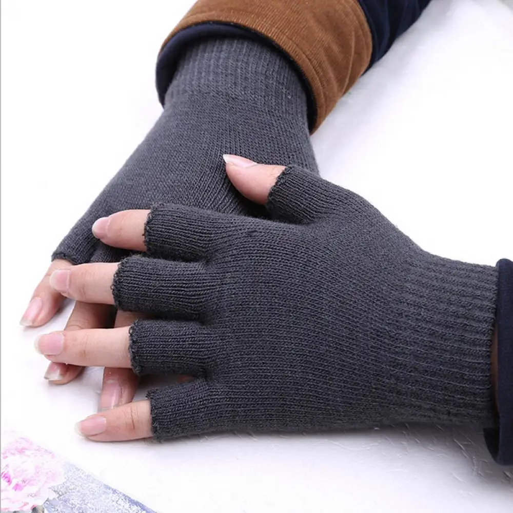 

1 Pair Hot Women Winter Solid Fingerless Half Finger Warm Knit Knitwear Magic Gloves Mitten Fingerless Gloves