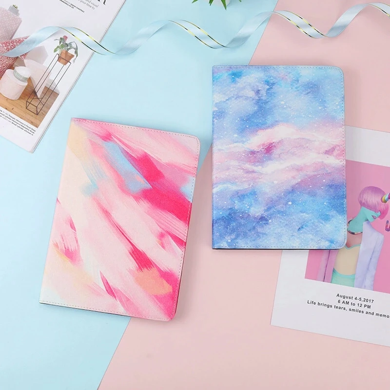 

Luxury Pu Oil painting series of case stander cover for iPad air 2/1 case and for New iPad 2017/2018 9.7 Smart sleep wake up