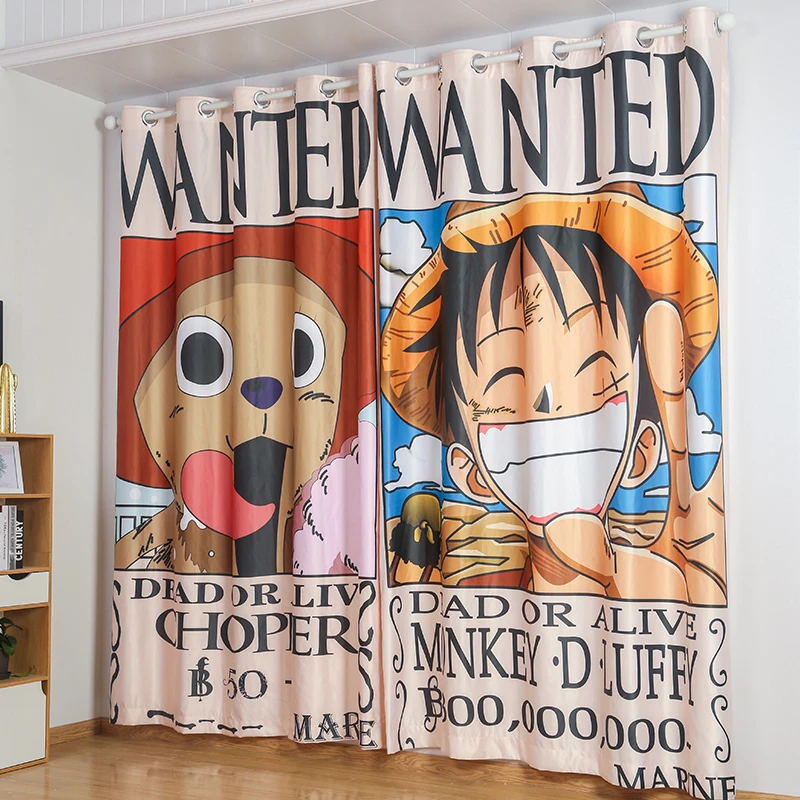 One Piece Luffy Anime Manga Gardine Vorhang Fenstervorhang Curtains Polyester 