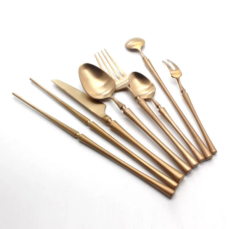 

Elegant Matte Copper Silverware Dinnerware Cutlery Set Stainless Steel Butter Knife Pie Fork Rose Gold Tableware Set Wedding 1pc