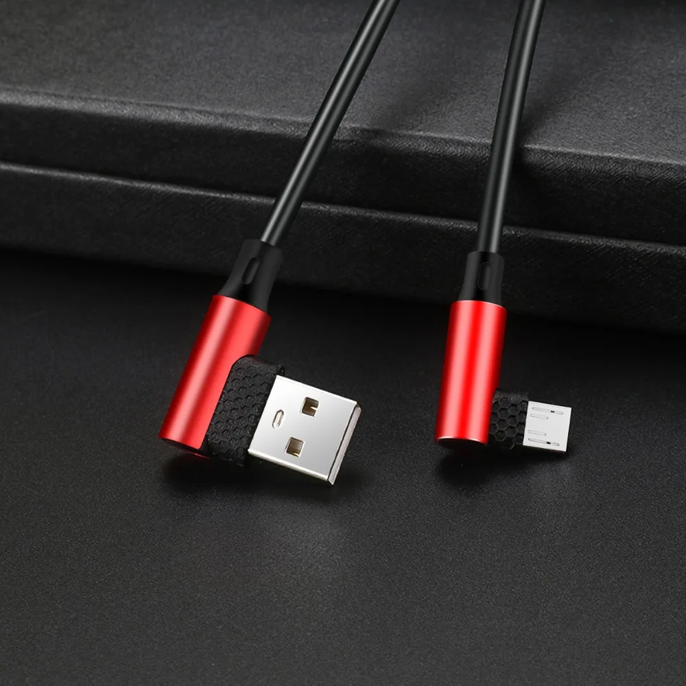 FONKEN Micro USB кабель 90 градусов изгиб зарядный кабель 2.4A L Тип изогнутый зарядный кабель для передачи данных быстрое зарядное устройство Провода кабели для мобильных телефонов