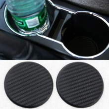 2 шт. автомобильные аксессуары матовый черный водный слот для чашки Нескользящая углеродная чашка из волокна противоскользящая накладка