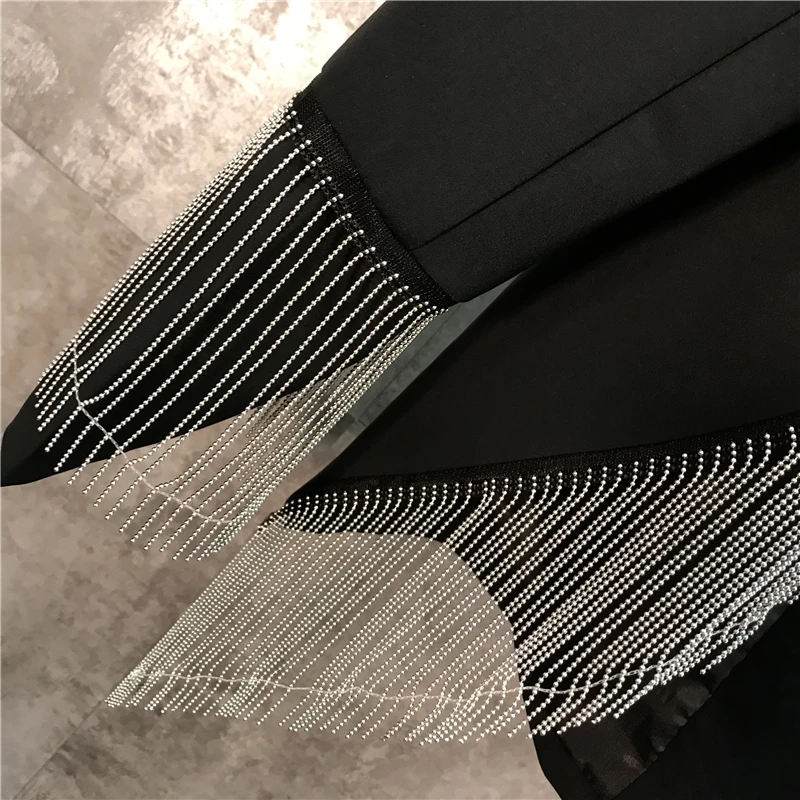 Женский блейзер с металлической кисточкой и цепочкой весна 2019|Пиджаки| |