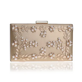 Luxury Metal Flower Petals Clutch With Dazzling Diamonds and Beads.