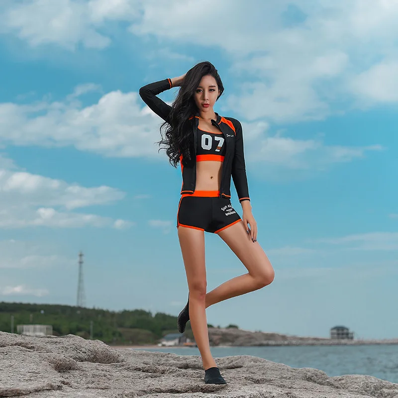Rashguard купальник с длинным рукавом женский для серфинговые купальники виндсерфинга Новинка на молнии для серфинга женский цветочный льняной Рашгард для женщин