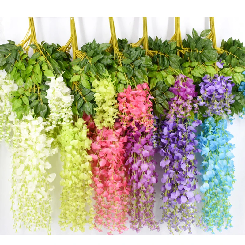 Wisteria Artificial Flowers High Quality Home Decoration Fake Flowers Leaves 12pcs/lot fleur artificielle sztuczne kwiaty