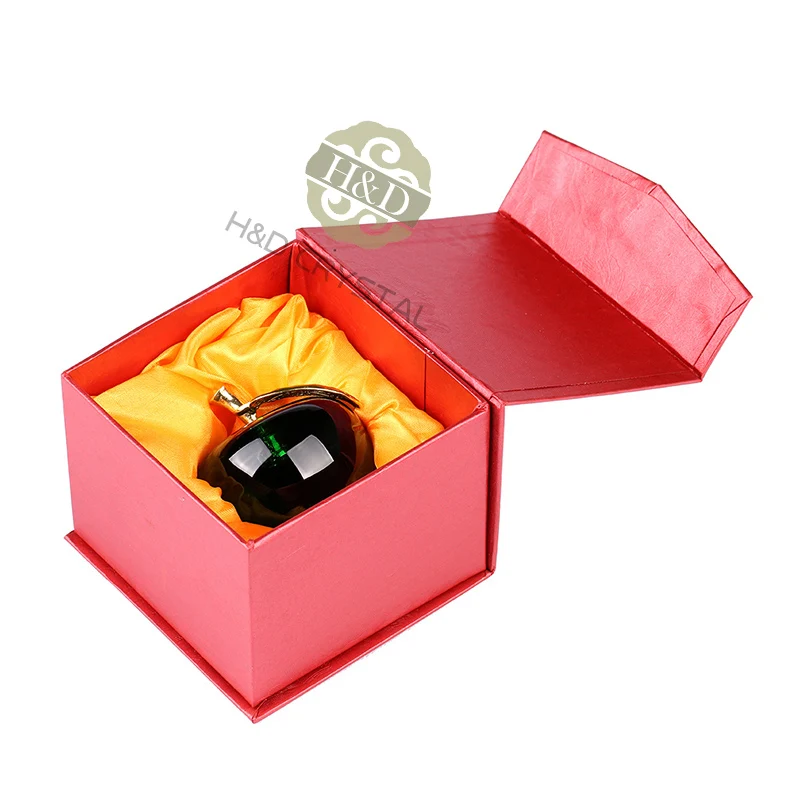 Günstige H   D X mas Geschenke 2,2 zoll Kristall Grün Apple Briefbeschwerer Handwerk Kunst   Sammlung Kristall Obst Souvenir Home Hochzeit dekoration