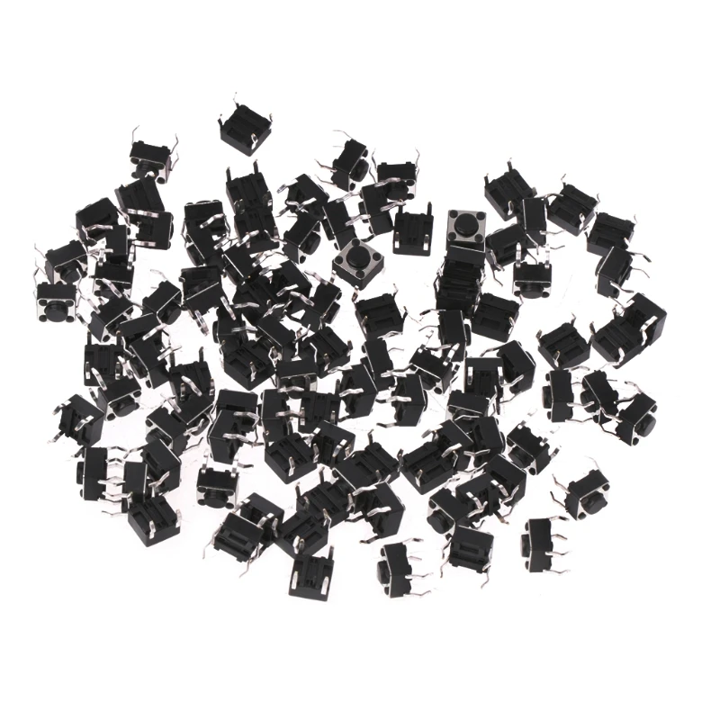 

100 Pcs 6x6x4.5mm 4 Pin DIP Panel PCB Momentary Touch Tact Push Button Switch