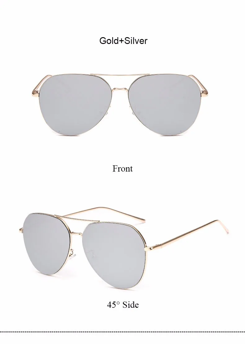 Новые модные зеркальные авиационные солнцезащитные очки с плоскими линзами, женские стильные солнцезащитные очки, женские и мужские очки с металлической оправой, высокое качество