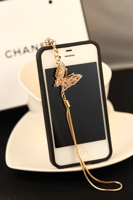 

Hot Sales Exquisite Pearl Diamond Long Chain Butterfly Dust-proof Plug for Samsung for Htc for Xiaomi for LG for IPhone