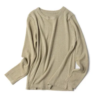 

2019 Autumn Warm Sweater Women Vintage Shinny Printing Knitting Sweaters Female Winter Long Sleeve O-Neck Office Lady Jumper Top