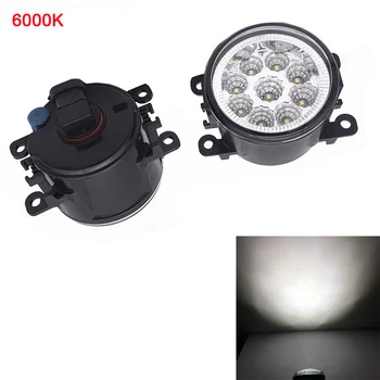 

2x 55W 9-LED Round Front Right/Left Fog Lamp DRL Daytime Running Driving Lights 4F9Z-15200-AA for Ford Focus Acura Honda Subaru