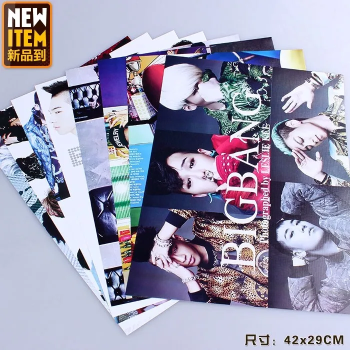 8 шт./лот корейской звезды BIGBANG Плакаты включены 8 различных изображений аниме-mail Размеры: 42 см x 29 см