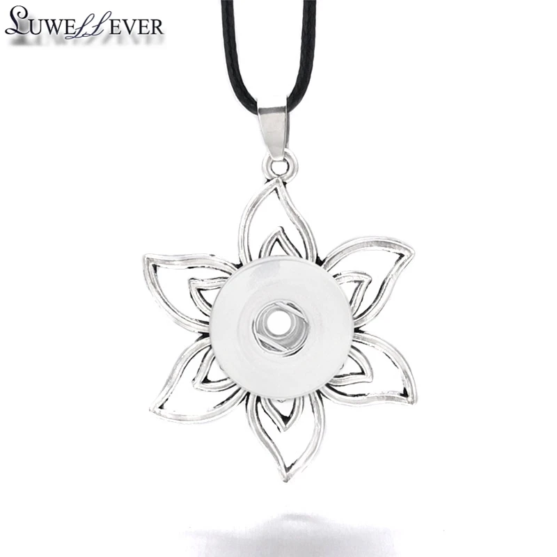 

Hot Fashion Interchangeable Flower Ginger Necklace 303 Fit 12mm 18mm Snap Button Pendant Necklace Charm Jewelry For Women Gift