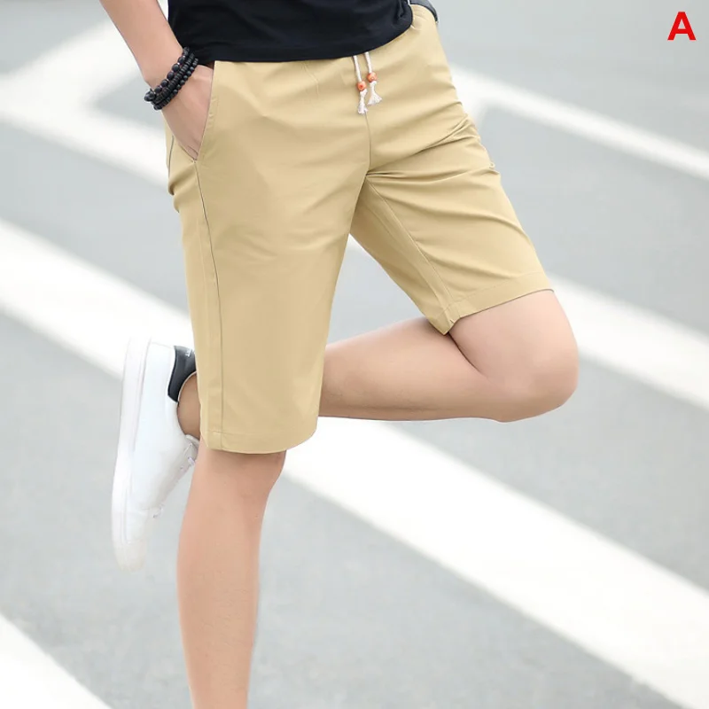 Новые мужские шорты сплошной цвет дышащий Slim Fit средняя талия половина брюки для лета DO99