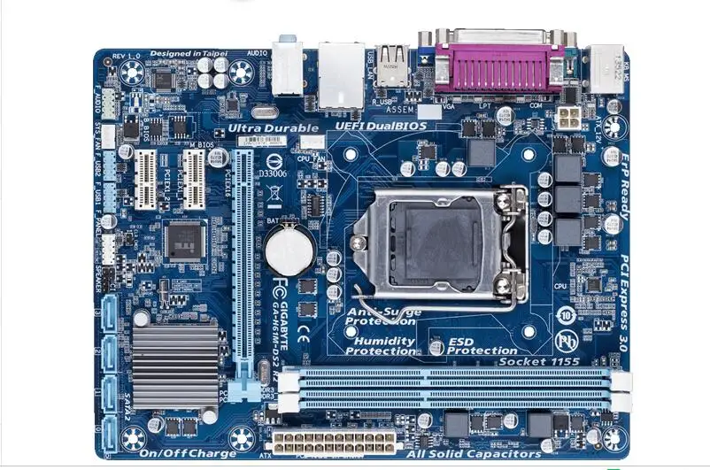 Новая, GIGABYTE GA-H61M-DS2 настольная материнская плата H61 Socket LGA 1155 i3 i5 i7 DDR3 16G uATX UEFI биос H61M-DS2