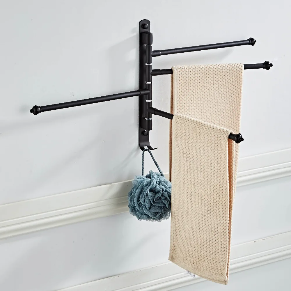 Stainless steel black bathroom towel bars rotating wall mounted towel racks bathroom towel hanger holder swivel porte serviette Stainless steel black bathroom towel bars rotating wall mounted towel racks bathroom towel hanger holder swivel porte serviette