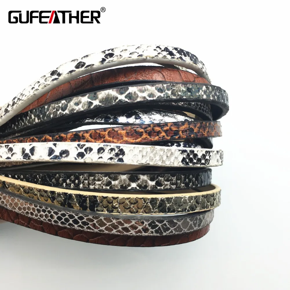 

GUFEATHER P36/5MM snakeskin pattern leather cord/jewelry accessories/jewelry findings/jewelry cord/embellishments/100-120CM