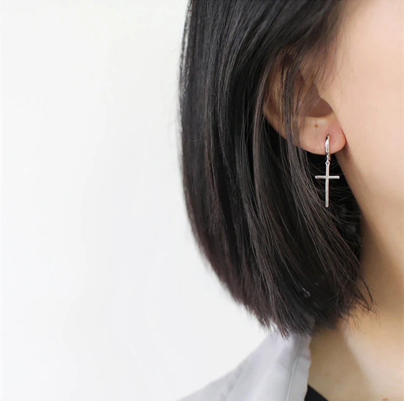 cross shape drop earring-6