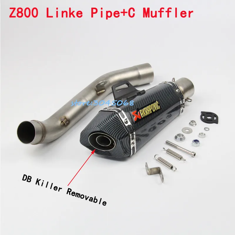 Escape de la motocicleta completa del sistema de enlace de escapar de marcado láser de fibra de carbono Silenciador para Kawasaki Z800 con etiqueta DB asesino