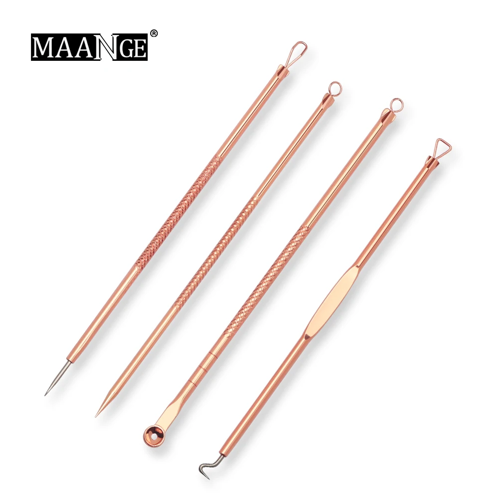 

MAANGE 4Pc/Set Stainless Steel Blackhead Removal Kit Acne Blemish Pimple Extractor Remover Needles Cosmetic Face Skin Care Tools