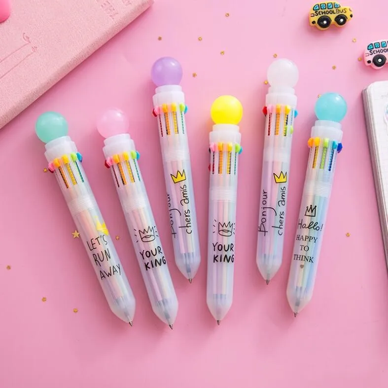 

Lytwtw's 1 Piece 10 Colors Crown Ballpoint Pen Writing Drawing Ball Pen School Office Supply Student Stationery Kids Gift