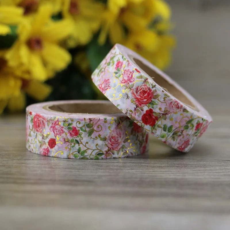 

Colors Flower Foil Washi Tape Scrapbooking Tools Cute Decorative Adhesiva Decorativa Japanese Stationery Washi Tapes Mask