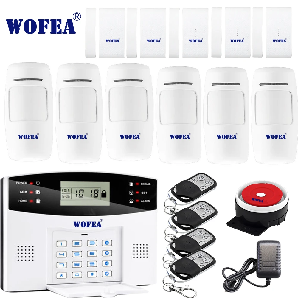 Продажа Бесплатная доставка Wofea IOS Android APP управление беспроводной домашней безопасности GSM сигнализация Система Двусторонняя Интерком SMS уведомлен...