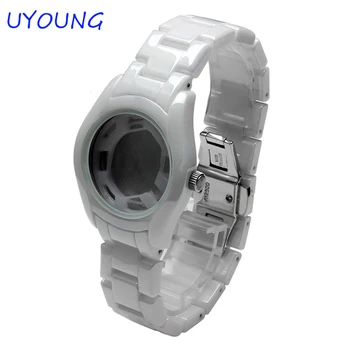 

Quality Pearl Ceramics Watchband For AR1405 White Bracelet With Case Deployment Watch Accessories Strap Bracelet