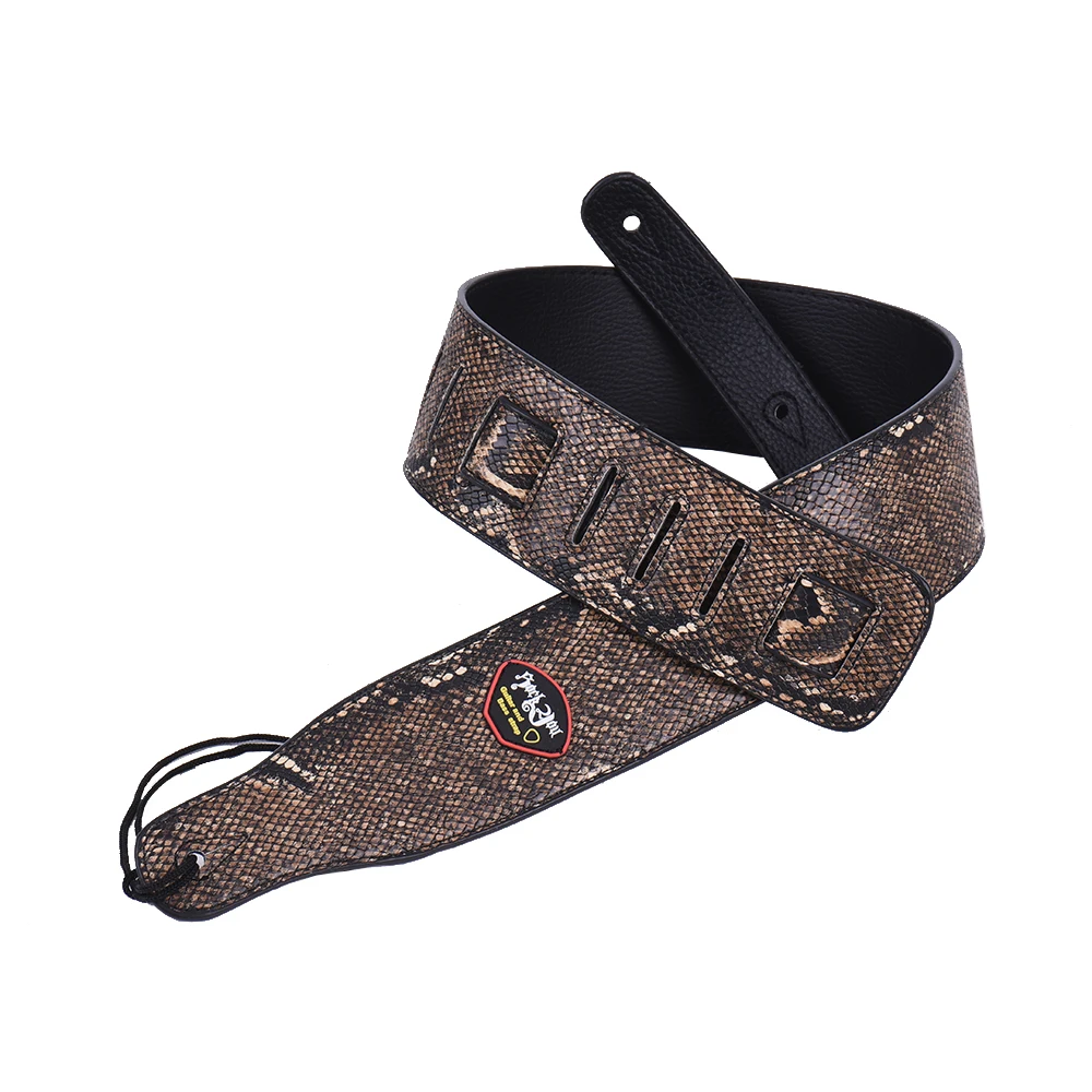 

Adjustable Guitar Shoulder Strap Snakeskin Grain PU Leather 7.2cm / 2.8in Width with Pick Pocket Tie for Folk Electric Guitar