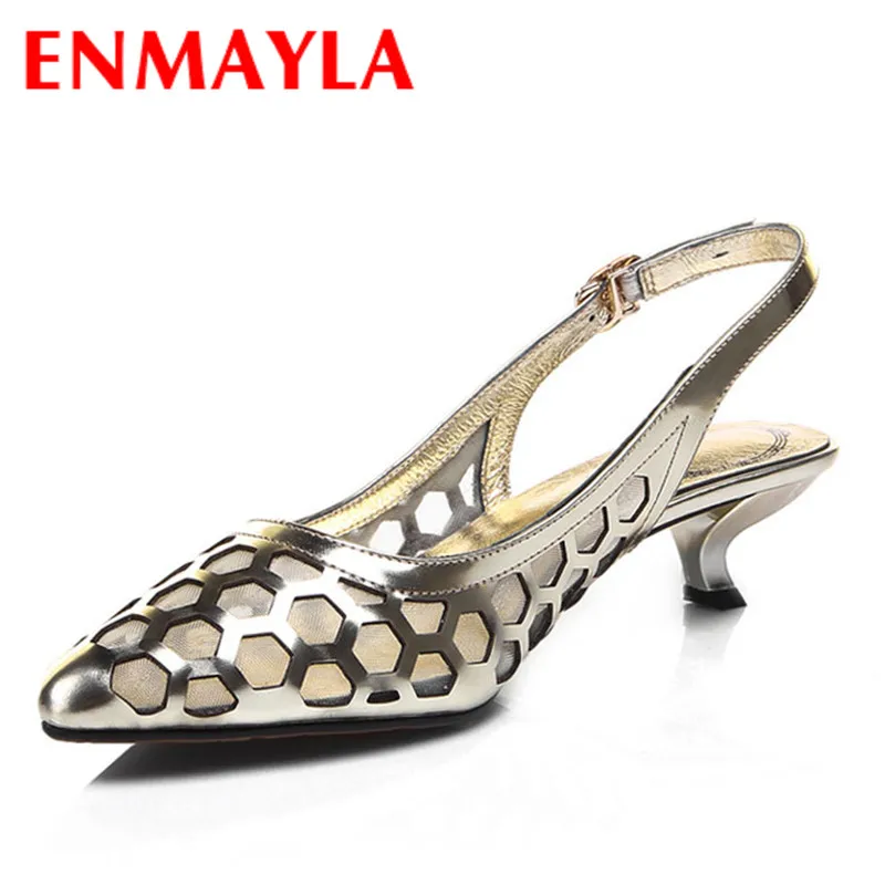 ENMAYLA Women Slingback Pumps Low Heel Shoes Woman Strap Patent Leather