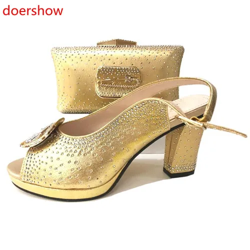

doershow Shoe and Bag Set New 2018 Women Shoes and Bag Set In Italy black Color Italian Shoes with Matching Bags Set PYY1-28