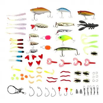 

88pcs/lot Fishing Lure Kit Hard Lures and Soft Baits Mixed Minnow Popper ViB Sequin Hook Accessories Support All Swimming Depth