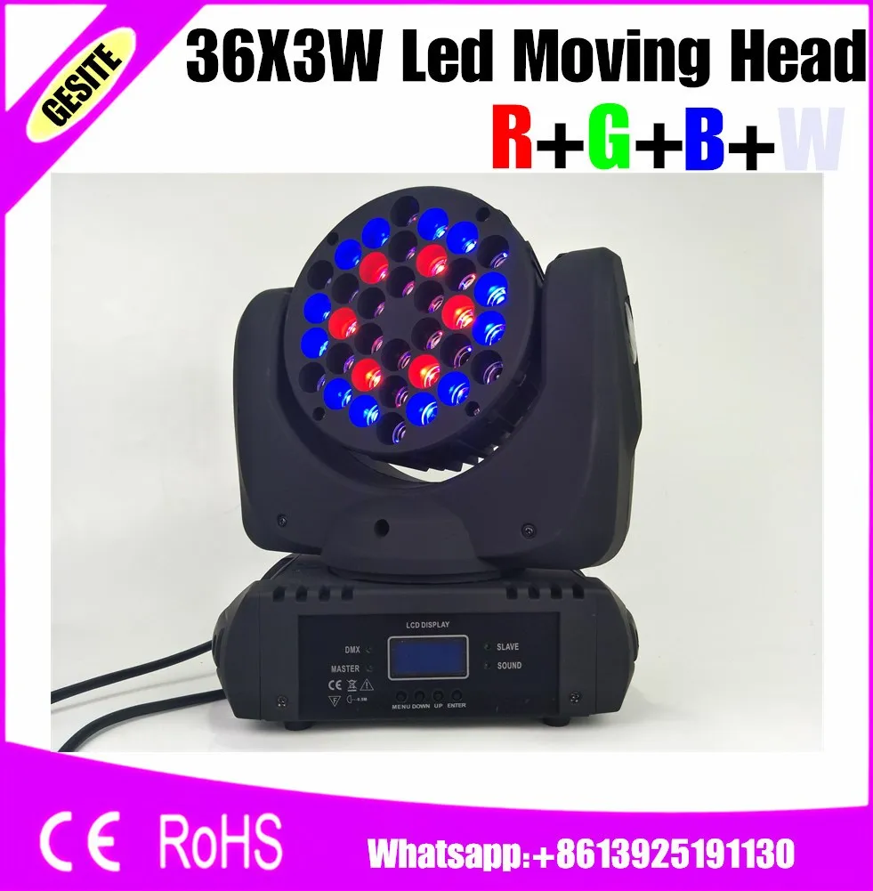 8 шт./лот 36x3 Вт RGBW Луч Мыть Перемещение головы свет этапа DMX512 Диско DJ номинальной лазерный проектор освещение эффект