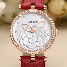 2016 new women’s fashion brand watches quartz watch Diamond Ladies leisure clothing simple crystal sports watch red leather belt