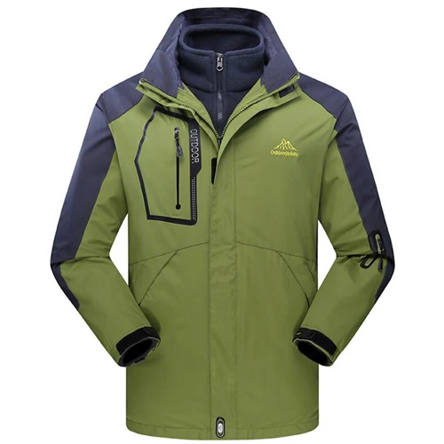 XIYOUNIAO размера плюс L~ 7XL 8XL 9XL зимняя куртка мужская 2 в 1 ветрозащитная водонепроницаемая куртка с капюшоном мужская Тактическая Военная парка пальто - Цвет: fruit green