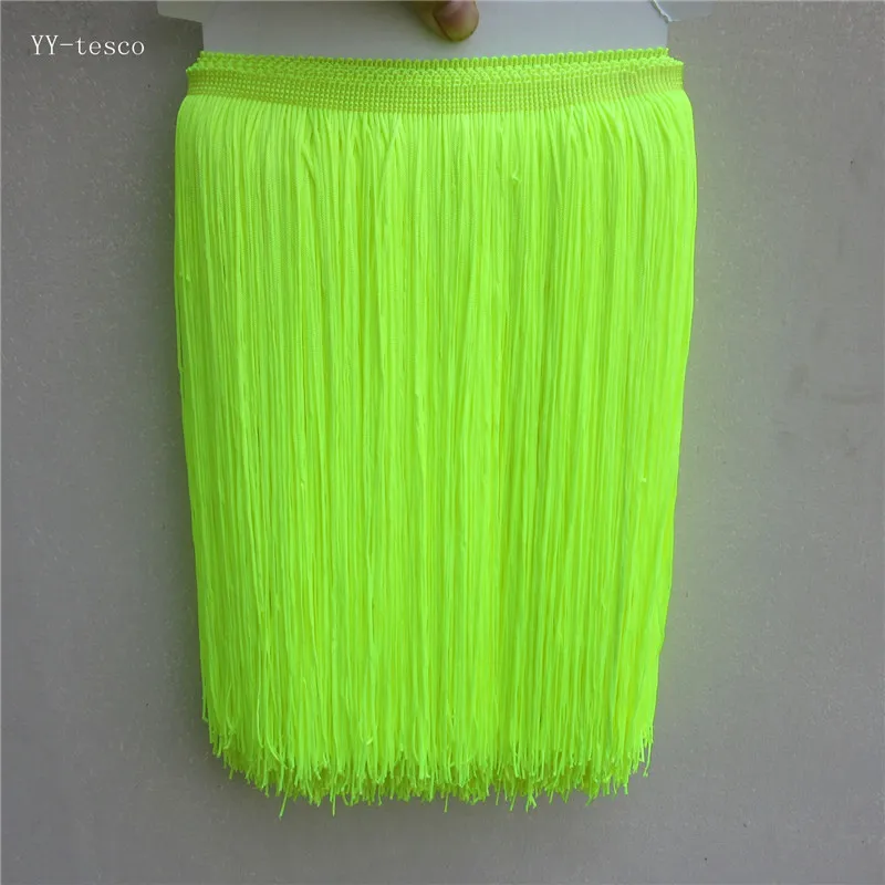 YY-tesco 1 ярд 30 см длинные кружева бахрома отделка кисточкой бахрома отделка для Diy латинское платье сценическая одежда аксессуары кружевная лента - Цвет: Fluorescent yellow