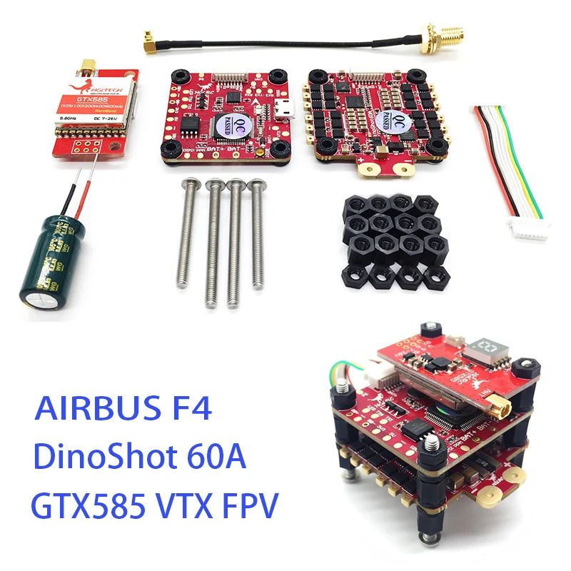 

30.5mm HGLRC Titan PLUS F460-GTX585 stack AIRBUS F4 Flihgt Controller OSD & DINOSHOT 60A BLHELI_32 ESC & 5.8G 48CH transmitter