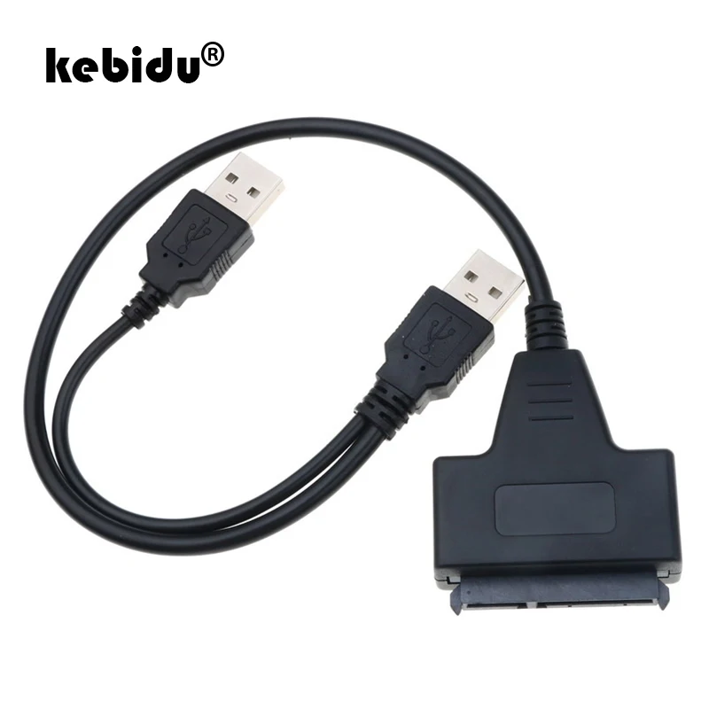 Kebidu двойной USB 2 0 к SATA 22Pin адаптер кабель для 5 дюймового HDD внешнего питания