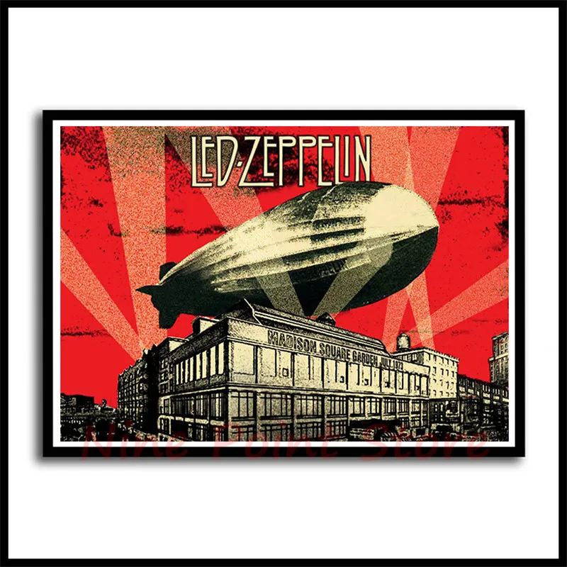 Led Zeppelin рок-музыка с покрытием бумажные Плакаты для дома спальни общежития Настенный декор Бескаркасный плакат - Цвет: Тёмно-синий