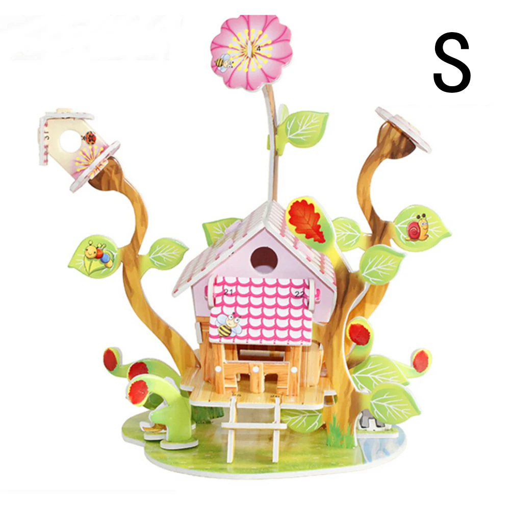 1 компл. Милый 3D DIY головоломки дома детские игрушки ребенок раннего обучения ЗАМОК строительство шаблон подарок - Цвет: S