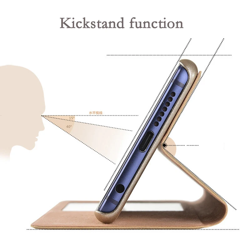Fundas Huawei Honor 9 caso de lujo Funda de cuero Flip Respuesta Rápida ventana soporte Capa para Honor 9 Honor9 de la PU del teléfono Coque