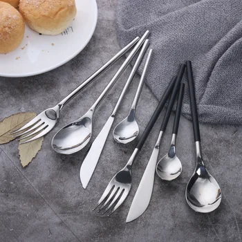 

Korean Food 18/10 Stainless Steel Cutlery Set 4PC Rasturant Silverware Tableware Dinner Set Top Knifes Tablespoon Fork Teaspoon