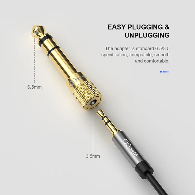 QGeeM-Adaptador de Audio para amplificador de auriculares, Jack 6,5, 6,35, 3,5mm, conector macho a 6,3mm, convertidor de 3,5mm QGeeM-Adaptador de Audio para amplificador de auriculares, Jack 6,5, 6,35, 3,5mm, conector macho a 6,3mm, convertidor de 3,5mm