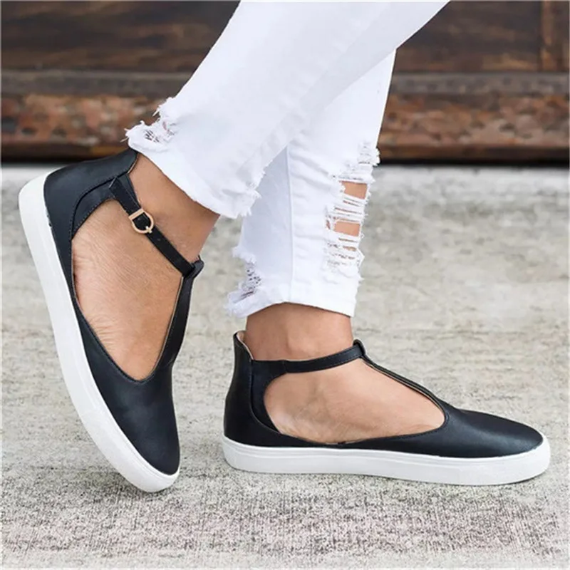 

Oeak Summer Women Shoes Vintage Solid Loafers Shoes Round Toe Platform Flat Buckle Strap Casual Shoes Female Single Shoes