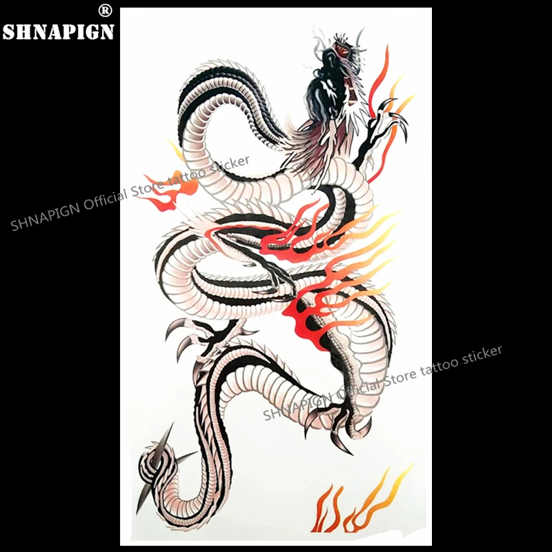 SHNAPIGN The Great Fire Dragon Временные татуировки боди-арт флэш тату наклейка s 17*10 см Водонепроницаемая мнимый автомобильный Стайлинг стикер на стену