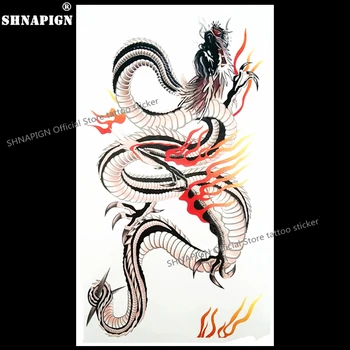 

SHNAPIGN The Great Fire Dragon Temporary Tattoo Body Art Flash Tattoo Stickers 17*10cm Waterproof Fake Car Styling Wall Sticker