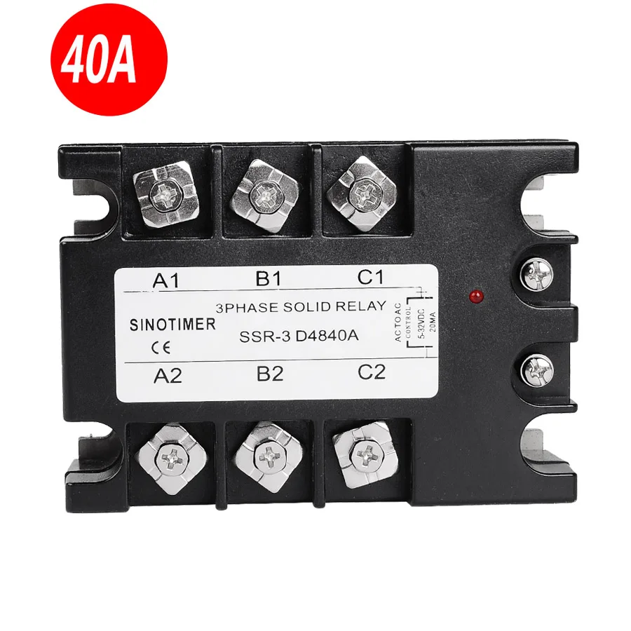 

SSR Releys D4840A 3 Phase Solid State Relay 40A DC-AC 30-480V AC Output Module Switch Relay